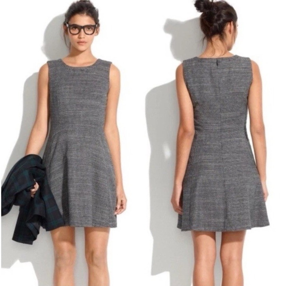 Madewell Womens Anywhere Dress Tweed Sz 6 Twee Academia Sleeveless Fit Flare 60s